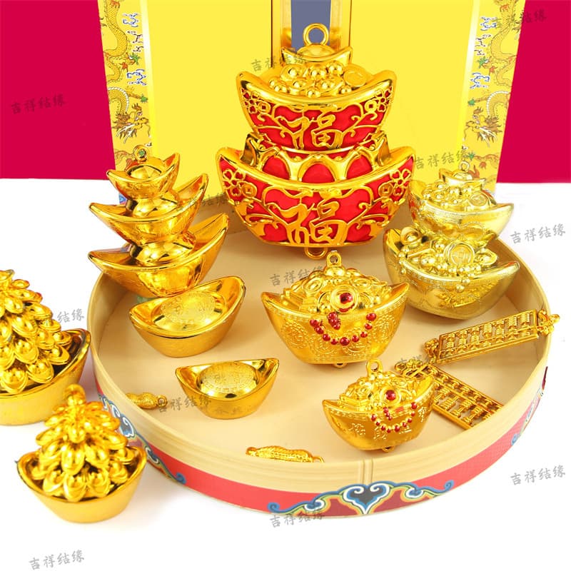 Folded Tower Festive "Fu" Character Ingot Fish, Chinese Knot Accessories Abacus Copper Coin DIY Handmade Wedding Custom Pendant Wholesale
