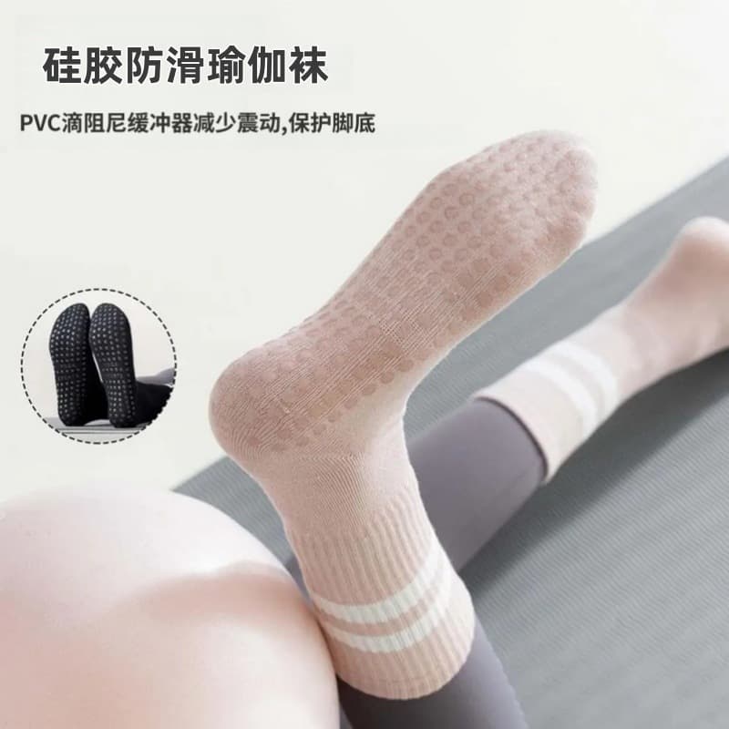Yoga Socks for Women Spring Summer Mid-Calf Anti-Odor Sports Anti-Friction Silicone Indoor Fitness Pilates Floor Socks Comfortable