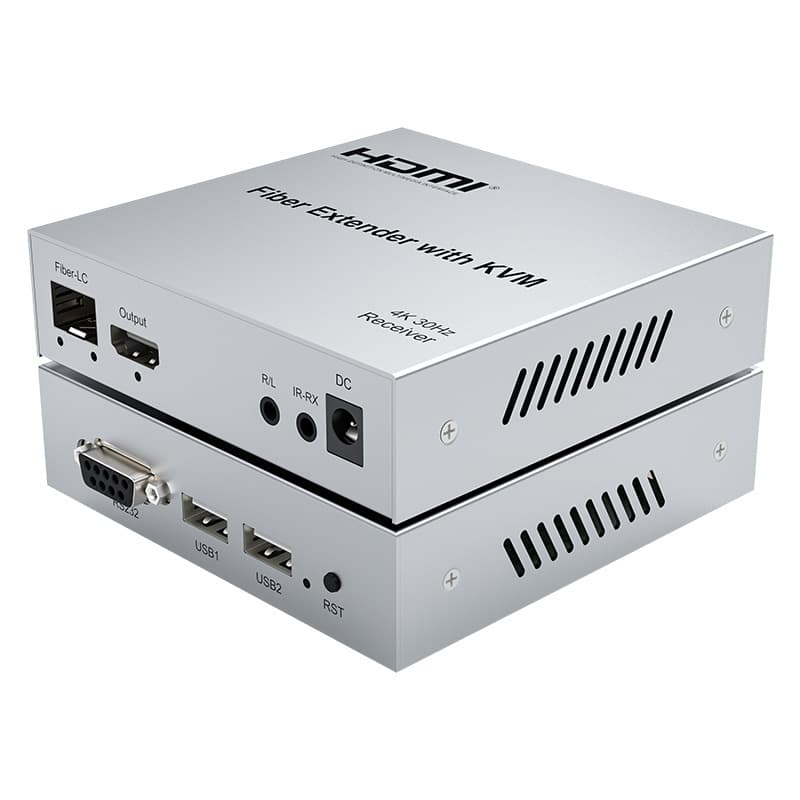 4K Fiber Extender KVM Optical Transceiver with Mouse/Keyboard Operation and Loop-Through Audio-Video Separation