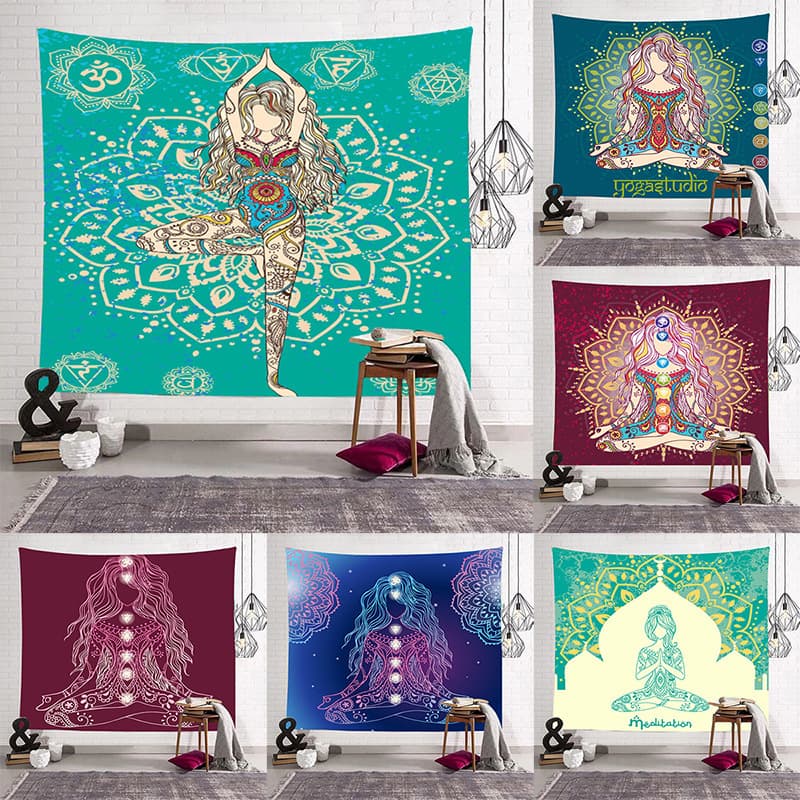 Yoga meditation decoration hanging cloth meditation sofa background bedside tapestry hanging painting tapestry