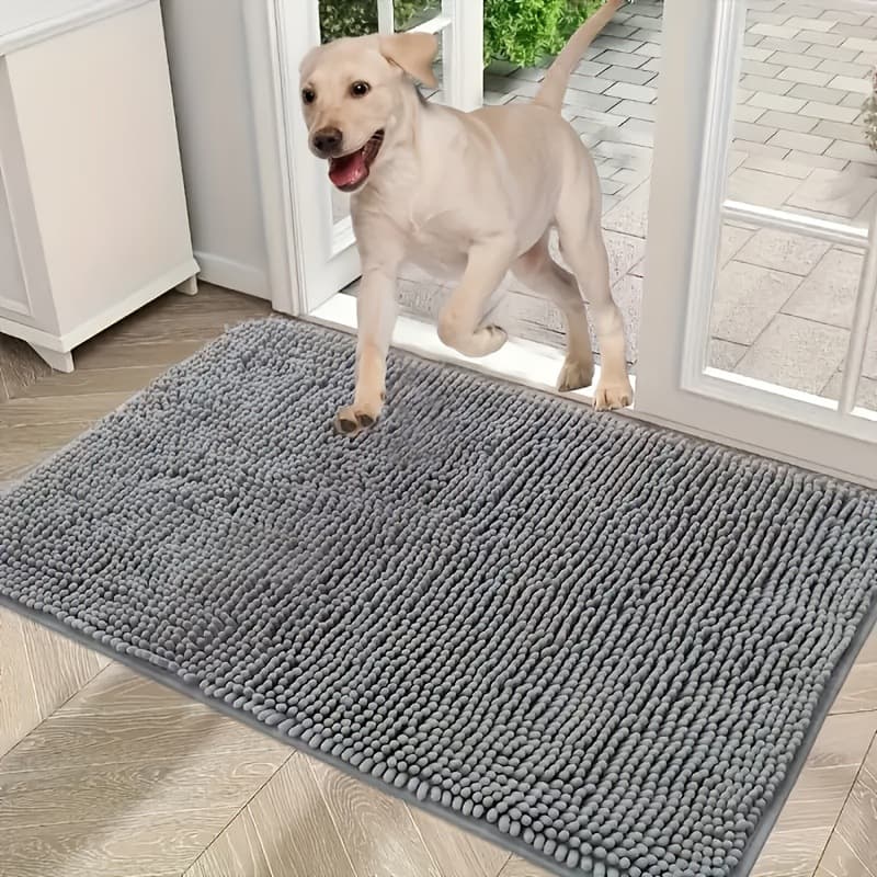 Dog Door Mat For Muddy Paws chenille bathroom floor mat.