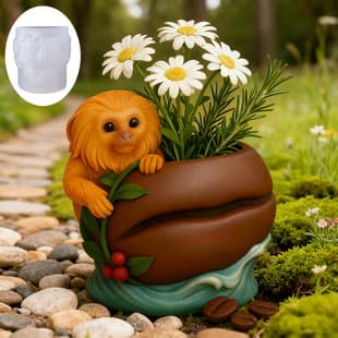 YinDian Smart Monkey Pot Cement Candle Plaster Cup Mold DIY Epoxy Resin Storage Cup Flower Pot Ornament Silicone Mold