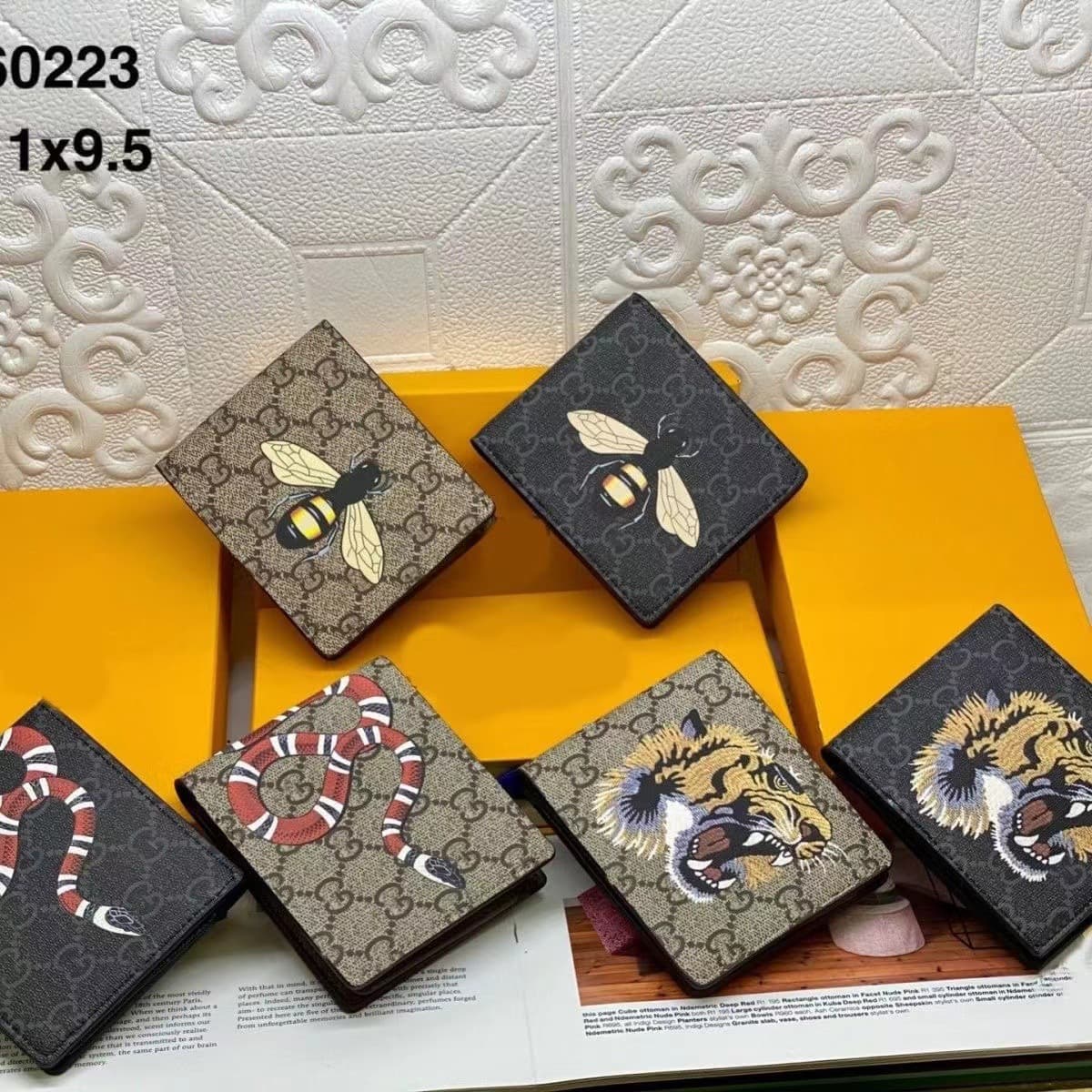 Classic Letter Animal Men's Bifold Wallet Fashionable European And American Simple Two-Fold Synthetic Leather Wallet 60223
