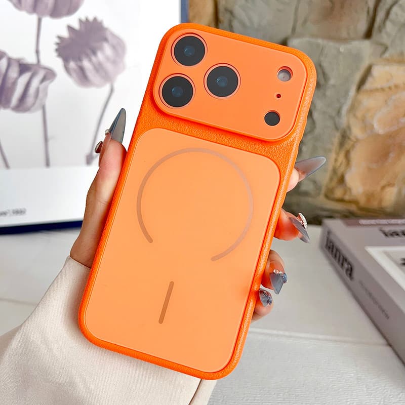 Instant 17 Large Window Leather Texture Magnetic Phone Case for iPhone 17 Pro Max, Apple 16 Full Coverage Lens Film