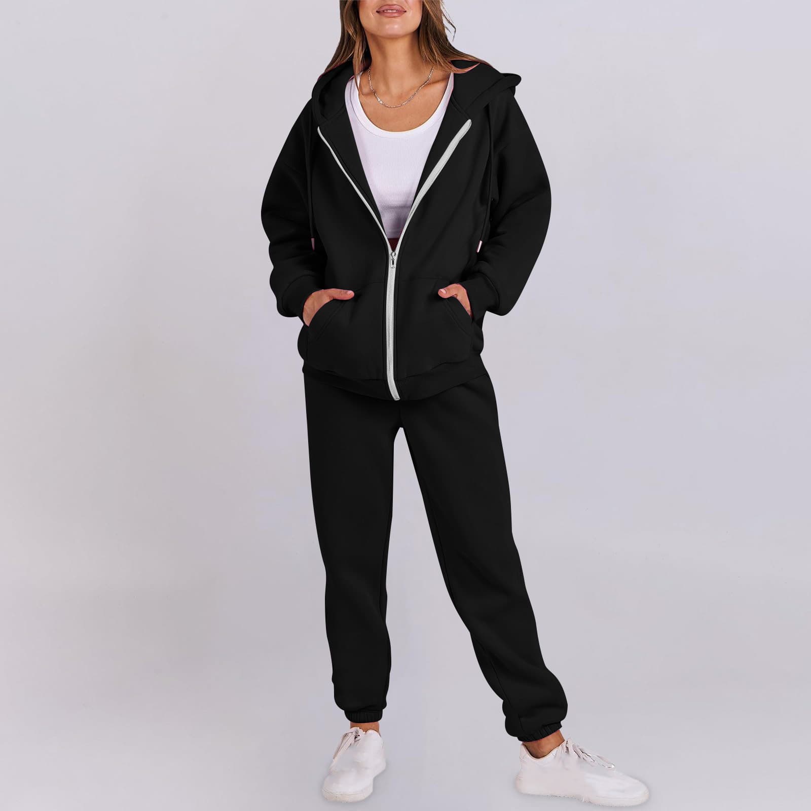 New Autumn/Winter Korean Style Hooded Fleece Sweatshirt for Women, Casual Loose Top Coat, Couple Set Hoodie