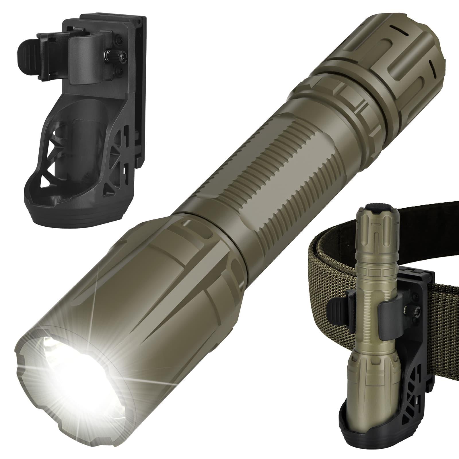 V2 Tactical Flashlight with Holster Cyber SFT40 Flashlight Strong Light Long Throw 690m White Light Outdoor Emergency