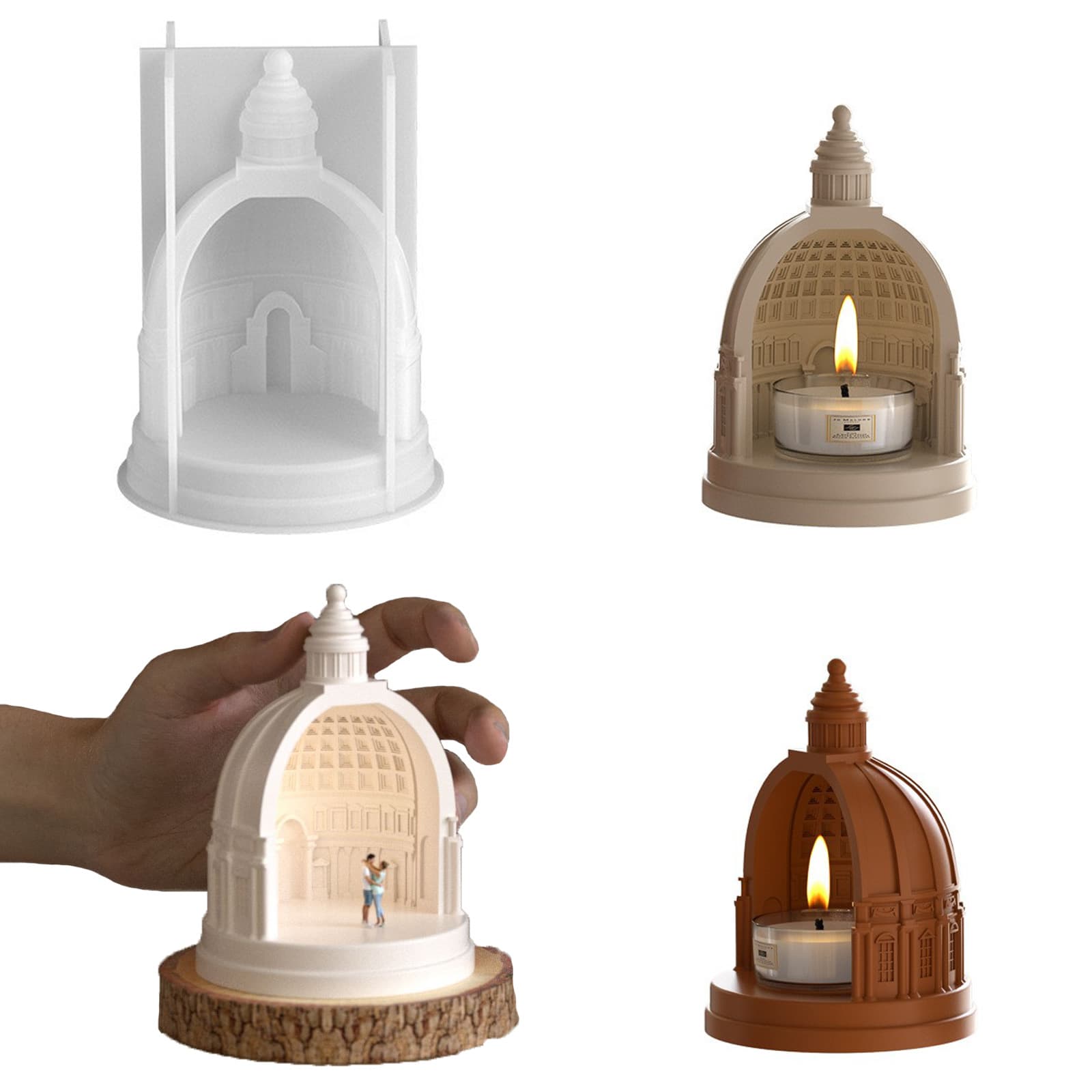 European Pantheon Castle Candlestick Resin Silicone Mold Epoxy DIY Roman Architecture Palace Plaster Aromatherapy Stone