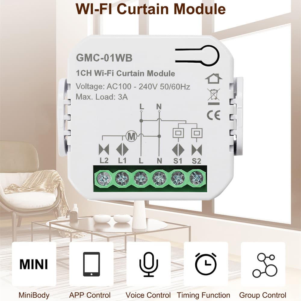 Tuya Smart WiFi Curtain Switch Wireless Mobile App Voice Timer Control