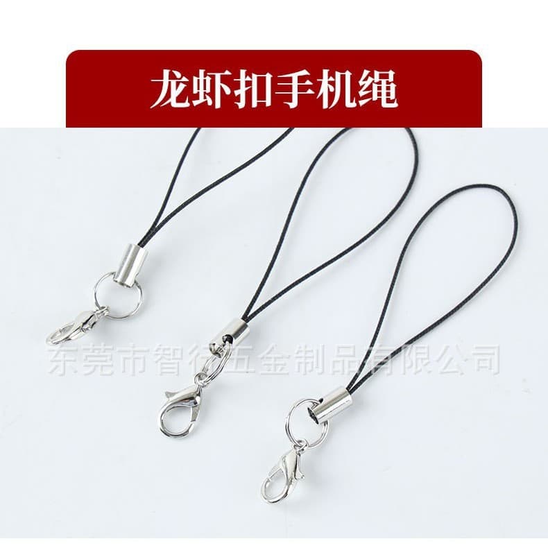 Electroplated lobster clasp mobile phone rope diy handmade mobile phone sling mobile phone lanyard black rope mobile phone rope pendant wholesale