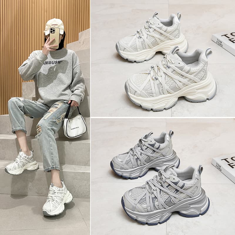 Thick-sole Chunky Sneakers for Petite Women 2026 Spring Women's Shoes Viral Trendy Casual Fashion Versatile Dad Shoes