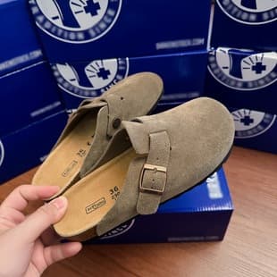 BK Birkenstock Women's Genuine Leather Thick Sole 2025 Summer New Style Outdoor Soft Sole Buckle Half Slippers Lazy Sandals Men