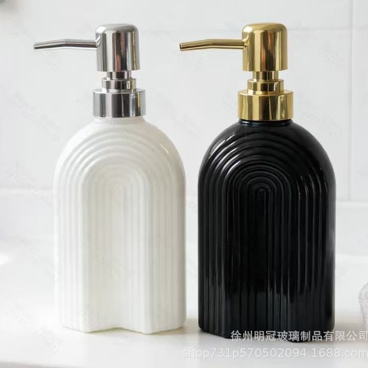 Commonly used 320ml glass hand sanitizer bottle arch glass bottle bath bottle shower gel refill bottle glass soap liquid bottle