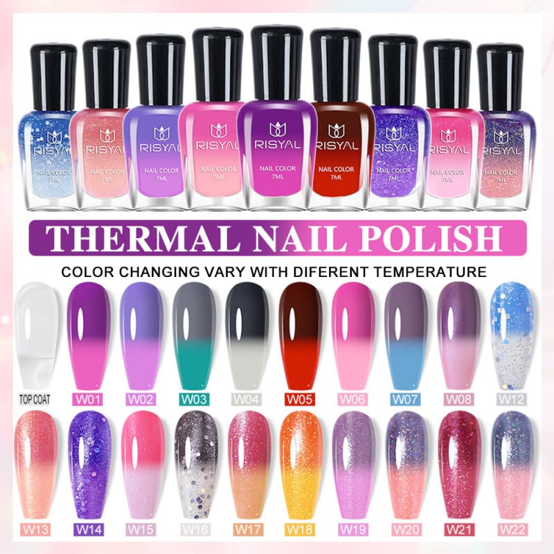 New temperature-changing nail polish set, no-bake, quick-drying, non-peelable, wholesale cross-border supply, black technology gradient manicure