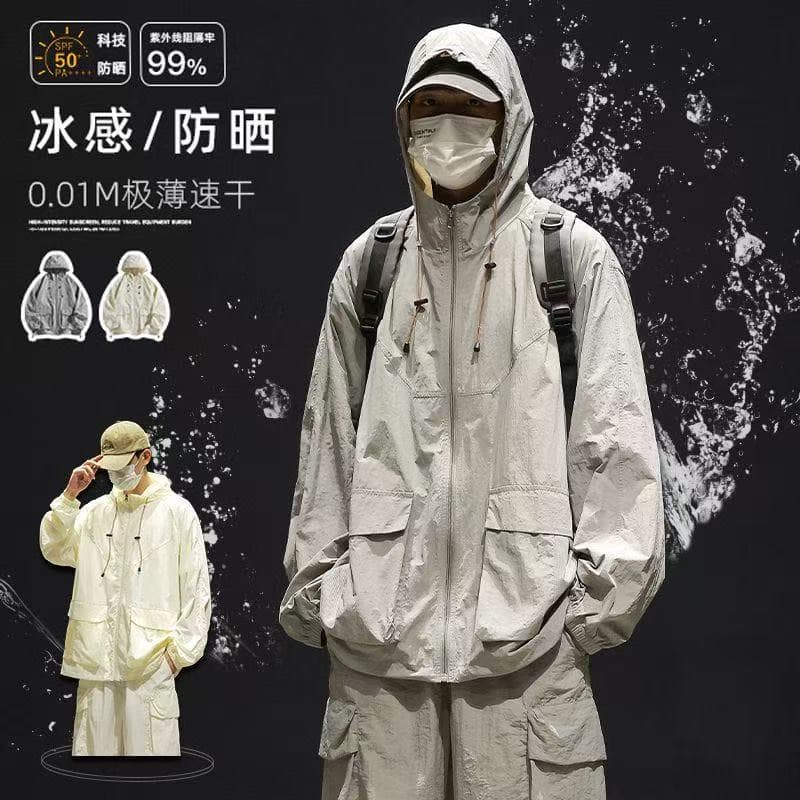 Lightweight Men's Spring Summer Sporty Outdoor Jacket Sun Protection Soft Shell Windbreaker Casual Loose Fit Chinese Made