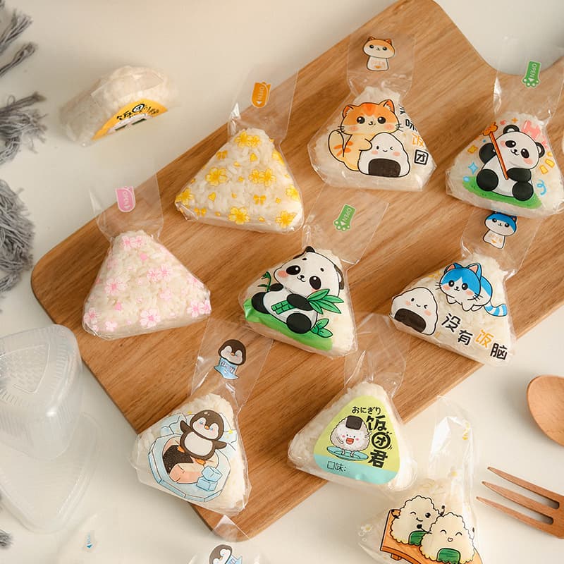 Japanese onigiri triangular rice ball packaging bags, specialized nori sushi mold packing bags, food-grade microwave-safe