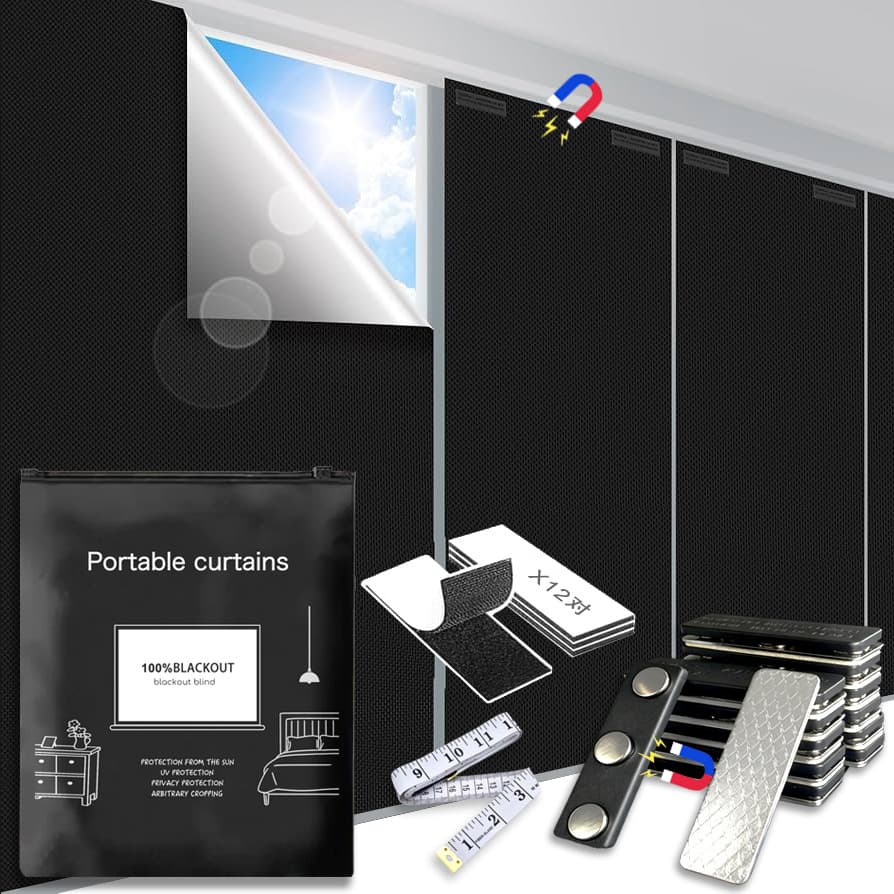 New Amazon Magnetic Blackout Curtain, Portable Temporary Blackout Shade, DIY Cut-to-Size Curtain with Magnetic Closure