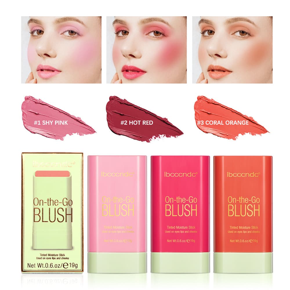 Cross-border Cosmetics ibcccndc Cream Blush Stick Red Pink Waterproof Lip & Cheek Dual-Use Matte Rouge