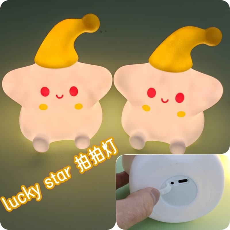 Luckystar Tap Light Sensor Light USB Rechargeable Glowing Star Night Light for Bedroom Kids LED Light