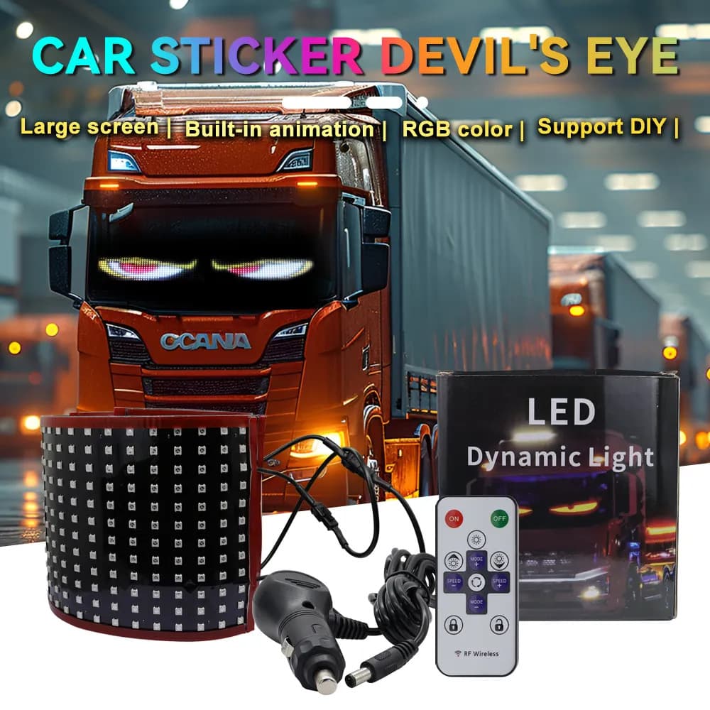 Truck Demon Eye Light 12V24V Universal Vehicle LED Soft Screen Window Windshield Dynamic Light