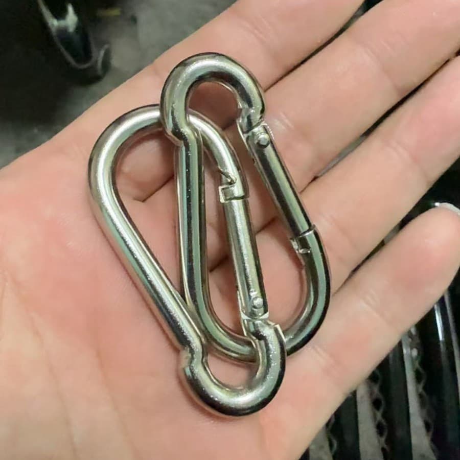 Nickel-Plated Safety Hook Spring Hook 6*60 Outdoor Electrophoresis Black Gourd-Shaped Safety Buckle Keychain Accessory