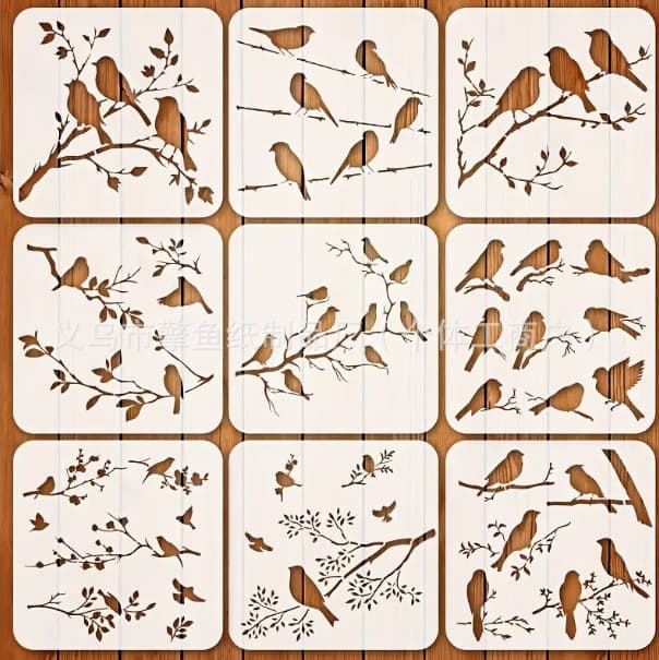 Flower Silhouette Whisper Handwritten Newspaper Template Cut Out Flower and Bird Painting Template Painted Student Painting Template