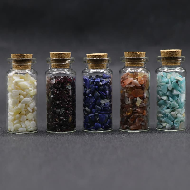 Natural Jade Crystal Agate Gravel Wishing Bottle Drift Bottle Feng Shui Quartz Decoration