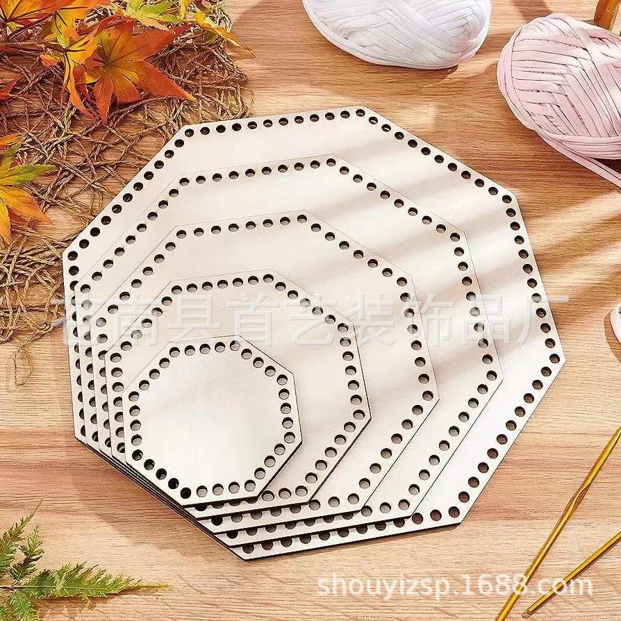 Octagon crochet blank basket wooden hole board bottom wooden bottom board wooden frame DIY craft handmade