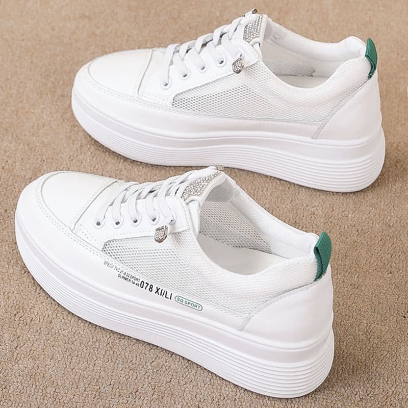 Women's Height-Increasing White Sneakers 2025 Autumn New Style Versatile Thick Sole Breathable Slip-Resistant Platform Casual Shoes