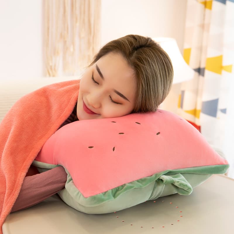 Fruit Pillow Waist Car Cushion Office Essential Artifact Summer Cool Quilt Thin Blanket Hand Warmer Warm Cushion