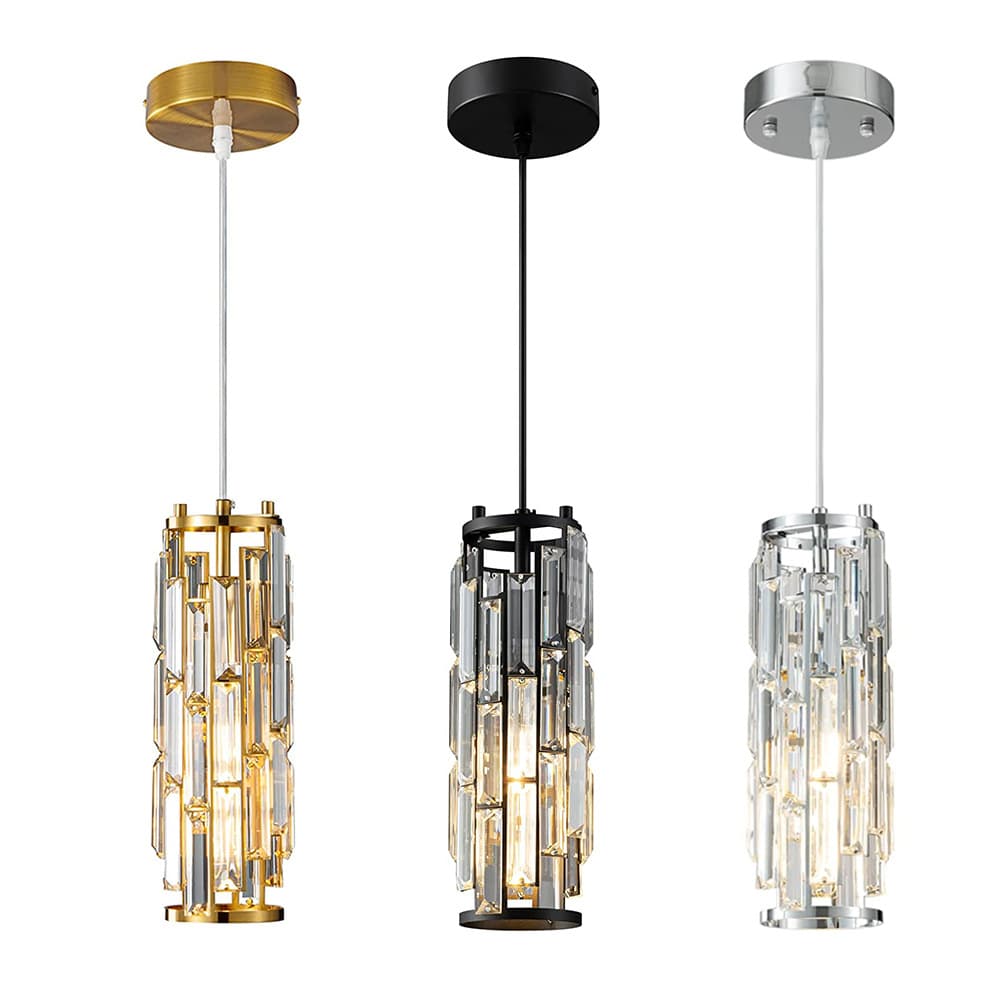 Industrial Crystal Restaurant Chandelier, American Style Kitchen Island Pendant Light, Black 3-Light Chandelier, Zhongshan Guzhen Lighting