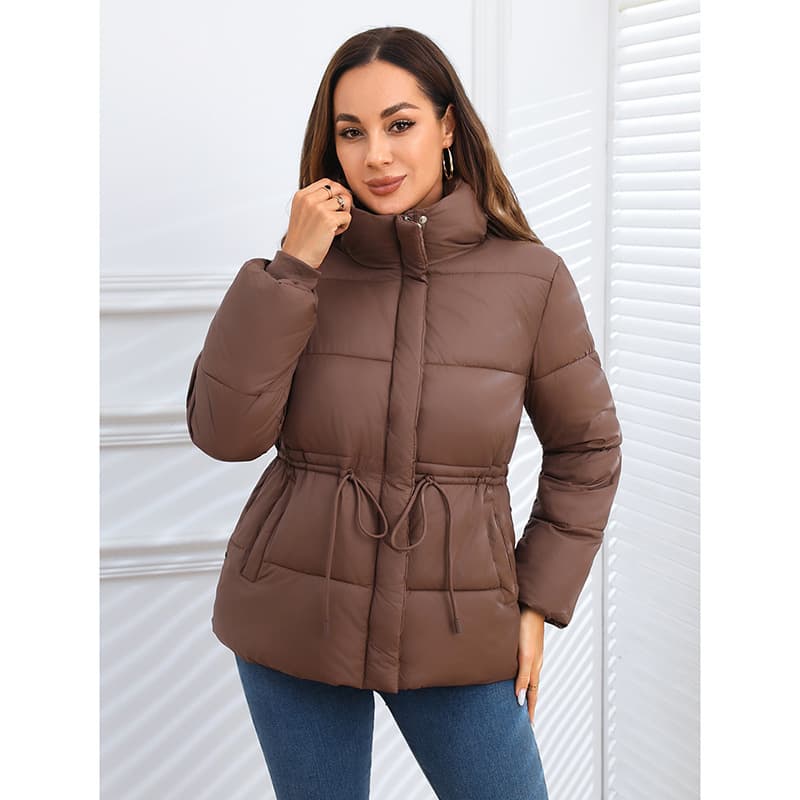 Cross-border Trade 2025 Fall/Winter European and American Style Plus Size Women's Hooded Cinched Waist Drawstring Cotton Coat Amazon Cotton Jacket for Women