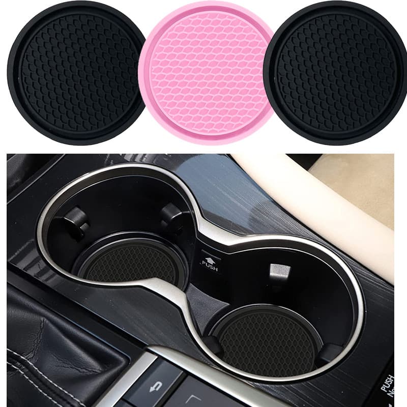 Car Cup Non-Slip Mat Creative Round Soft Rubber Cup Holder Pad Universal Anti-Slip Car Interior Accessory