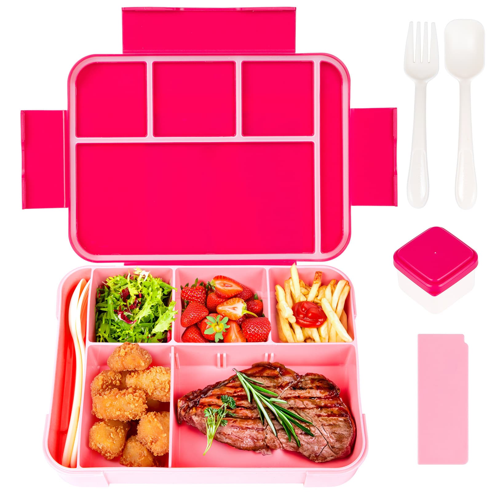 Cross-border Amazon rectangular lunch box with knife and fork for students and office workers microwave heated lunch box