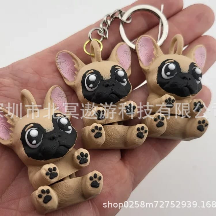 3D Printed Bulldog Keychain Animal Toy Bulldog Keychain