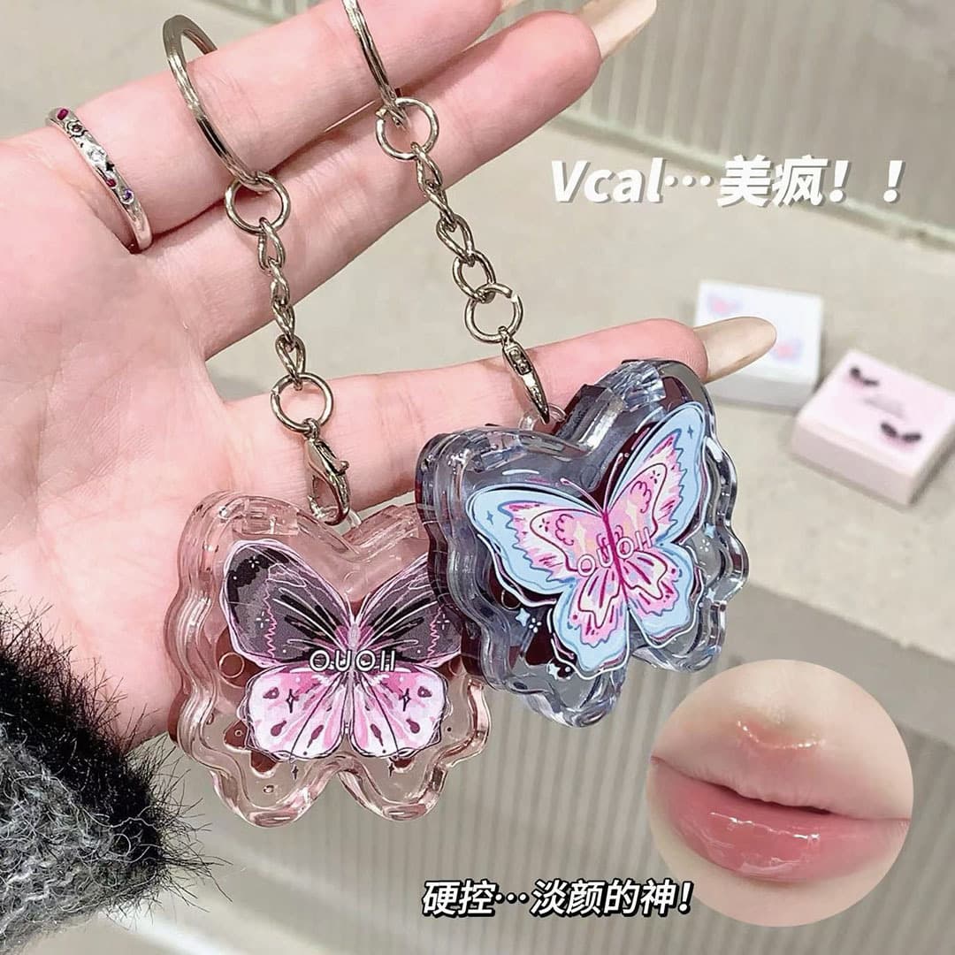 OUOII Butterfly Solid Lip Gloss High-Gloss Lip Plumper for Female Students Lipstick Lip Gloss Cosmetics