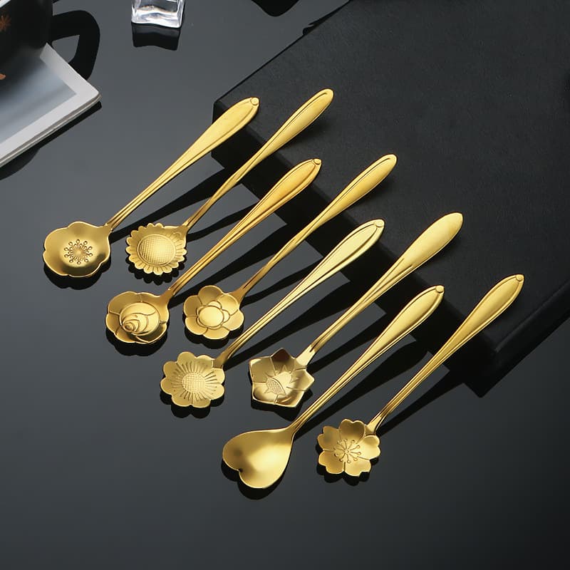 Stainless steel cherry blossom long-handled coffee stirrer, office dessert spoon, bird's nest/glassware gift spoon