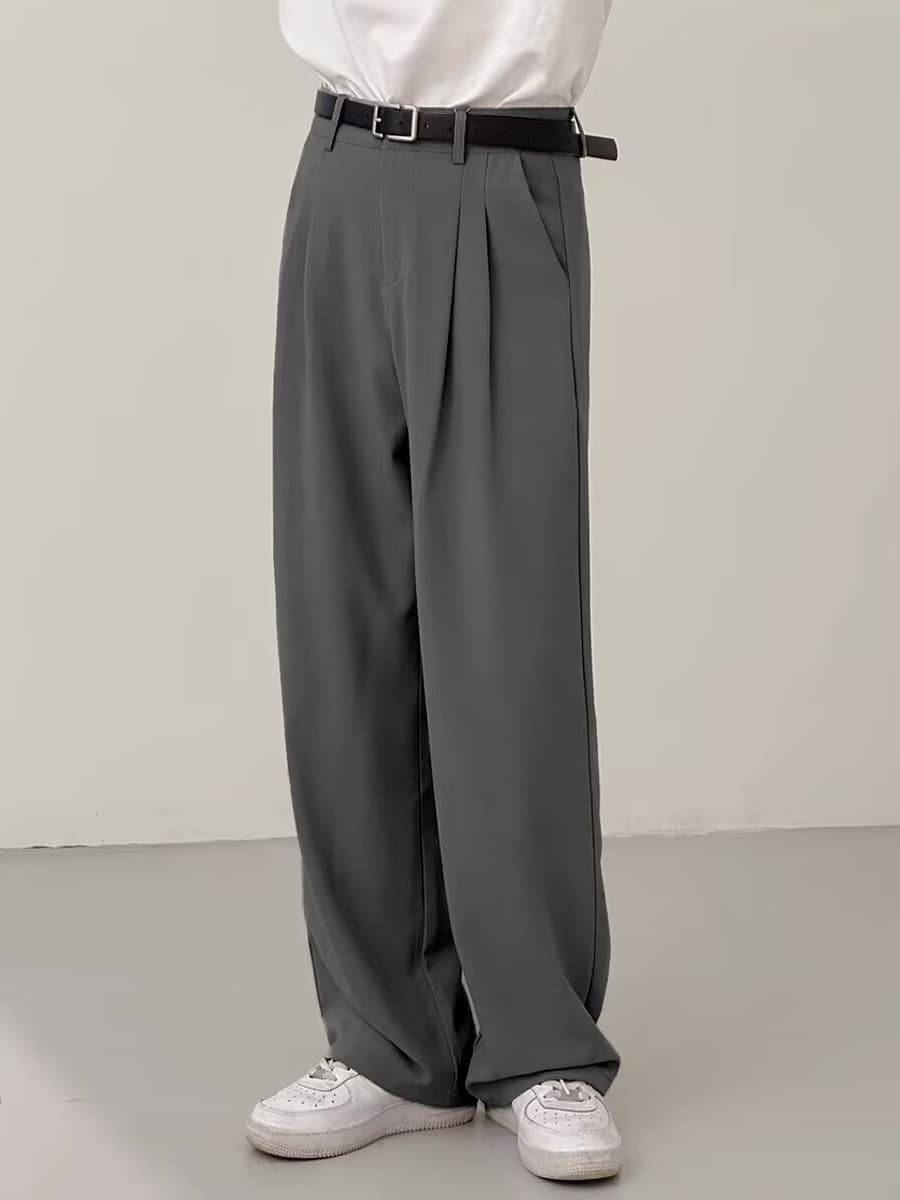 Men's drape-resistant, wrinkle-resistant, high-end dress pants, 2026 summer style, thin, loose, silky, straight leg, casual floor-length trousers.
