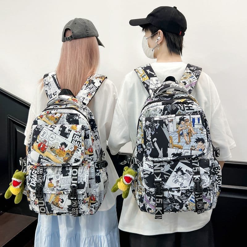 High-Aesthetic Backpack for Middle and High School Students, Large Capacity, Graffiti Design, Dual-Shoulder Computer Bag