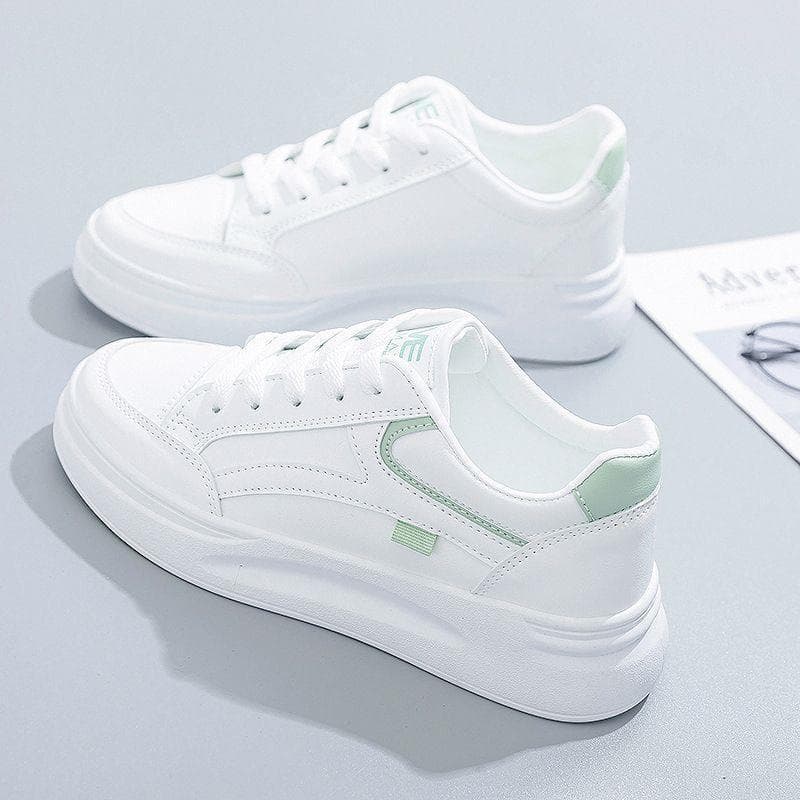 White Shoes Unisex 2025 Spring New Thick Sole Ins Trendy Minimalist Student Casual Skate Shoes White Green