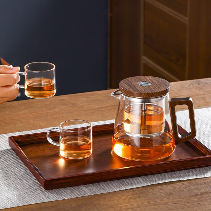 New One-Touch Filtering Teapot Set with High-Temp Resistant Glass Inner Pot
