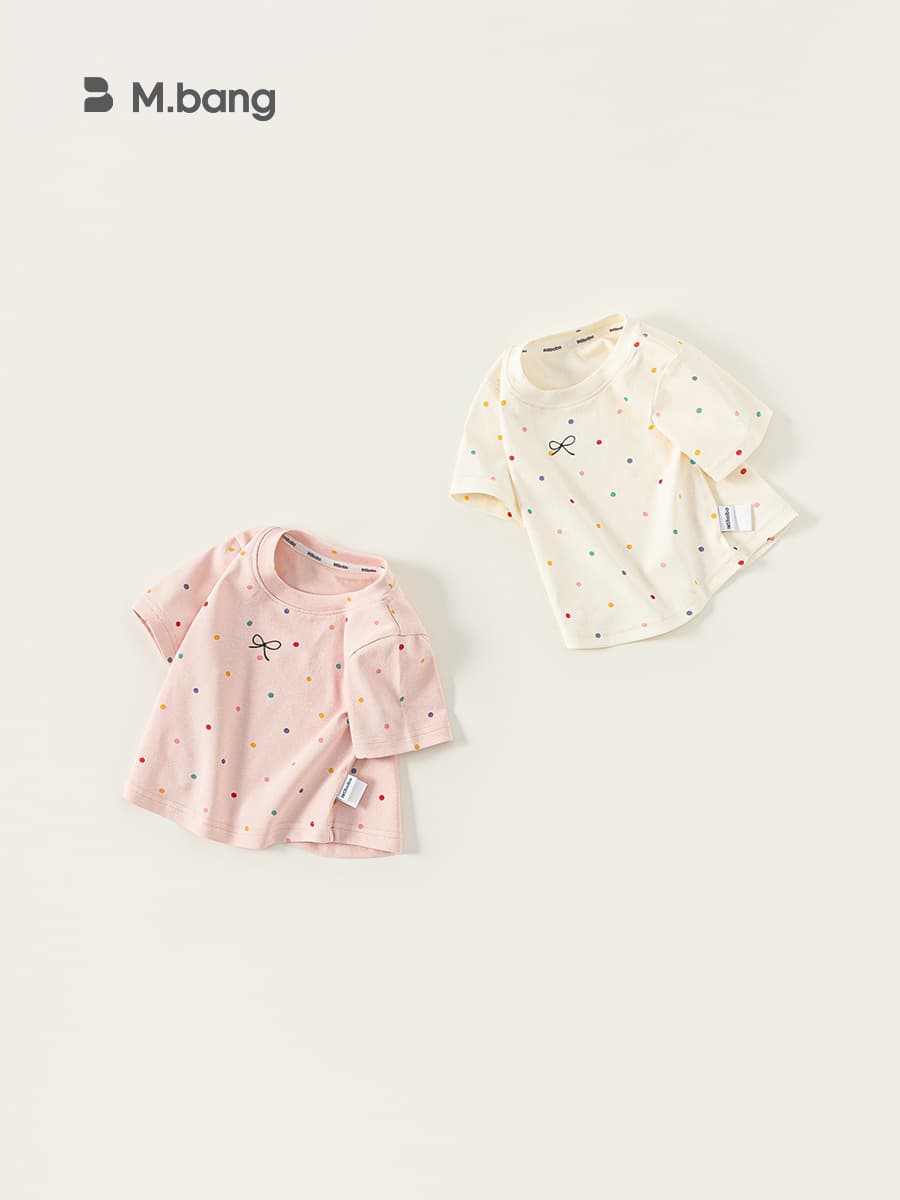 Youbao Children's Clothing Korean Style Round Neck Little Girl Top Thin Short Sleeve Summer Girl T-Shirt Fashionable