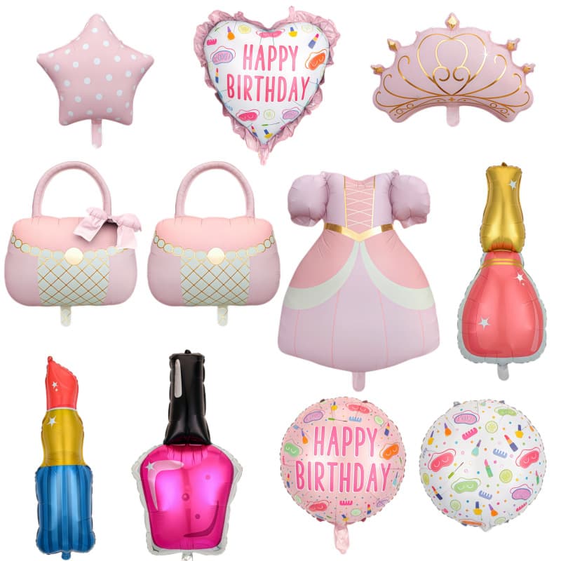 Princess Makeup Theme Foil Balloon Tote Bag Lipstick Cosmetics Birthday Pajama Party Bachelorette Party Decoration Balloons