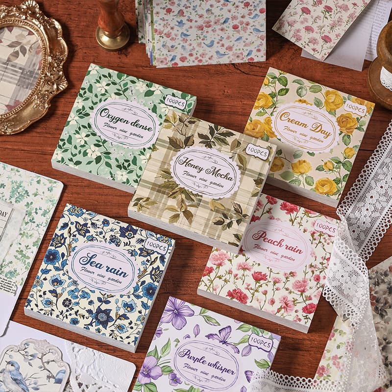 Floral label book background paper ins warm color handbook diy background card paper series sticker decoration retro