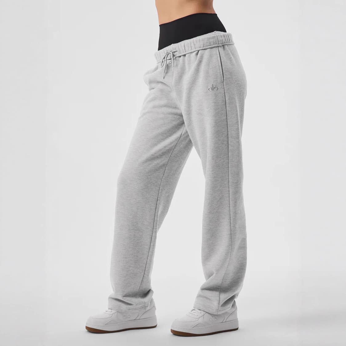 Alo Yoga 3D logo sport pants fleece-lined loose casual sweatpants for women windproof warm straight-leg yoga pants