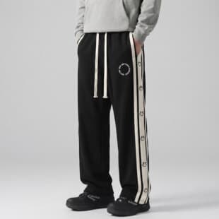 Men's Summer American Retro Patchwork Streetwear Casual Straight Leg Pants