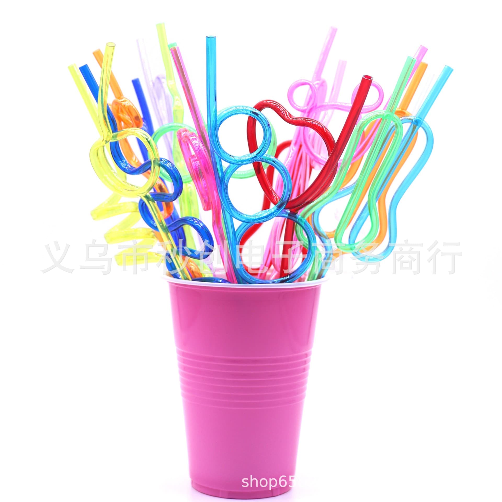 Factory Supply PET Creative Gourd-shaped Straws, Kids Funny Party PET Material Rocket Launcher-shaped Straws