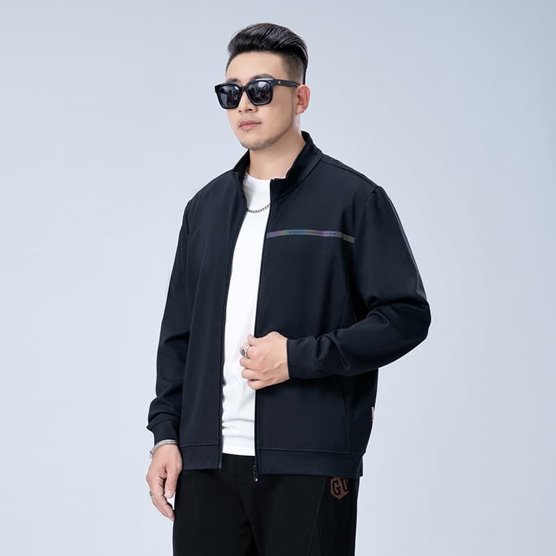 Versatile Stand Collar Cardigan Sweatshirt Simple Casual Plus Size Men's Jacket Spring Autumn Commuting Fashion Outwear