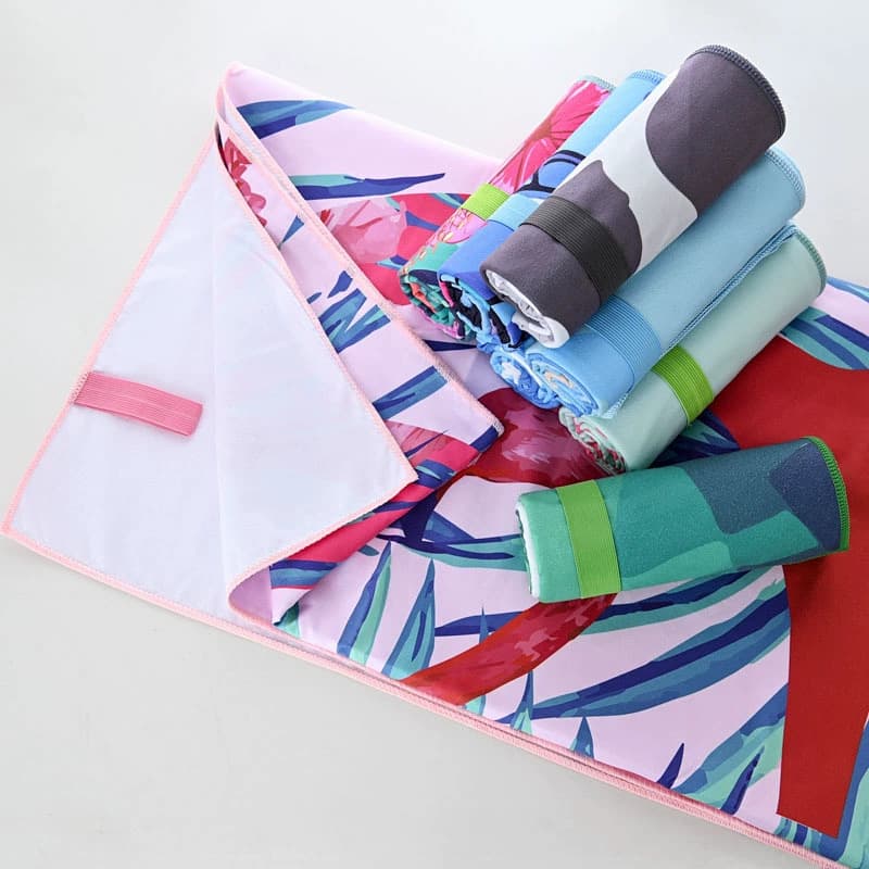 Cross-border microfiber double-sided fleece beach towel, custom logo digital printing, large rectangular thick towel