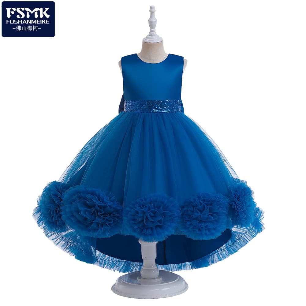 New 2026 dress princess dress mesh flower fluffy dress dress sleeveless tail piano performance dress flower girl dress