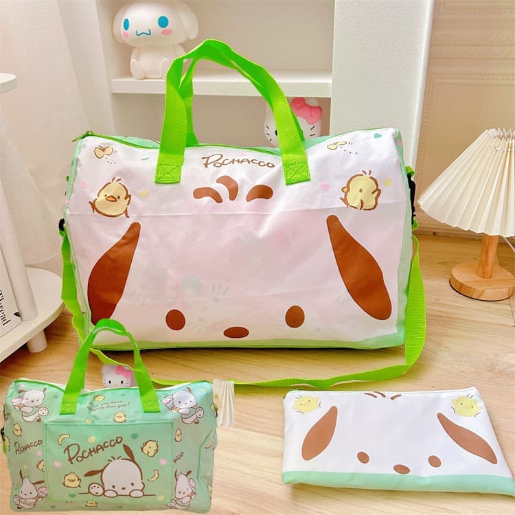 Japanese Cute Kawaii Kuromi Travel Bag Portable Foldable Luggage Storage Bag Ugly Fish Clothes Packing Bag